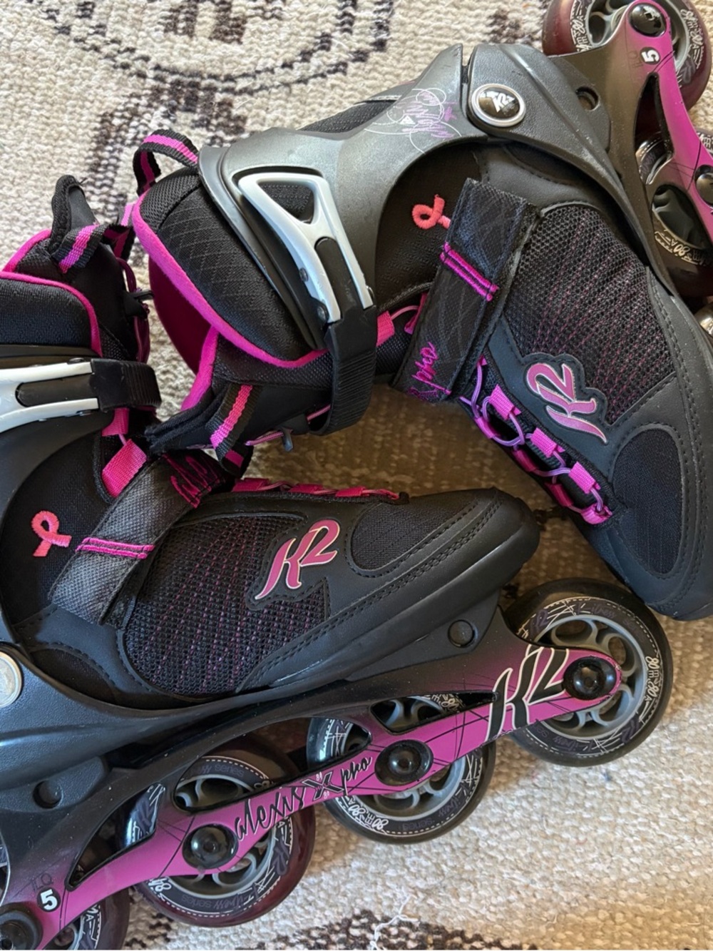 Women’s K2 Alexis X Pro Inline Rollerblades Size 6.5 Black Pink Skates Soft Boot - Picture 5 of 8